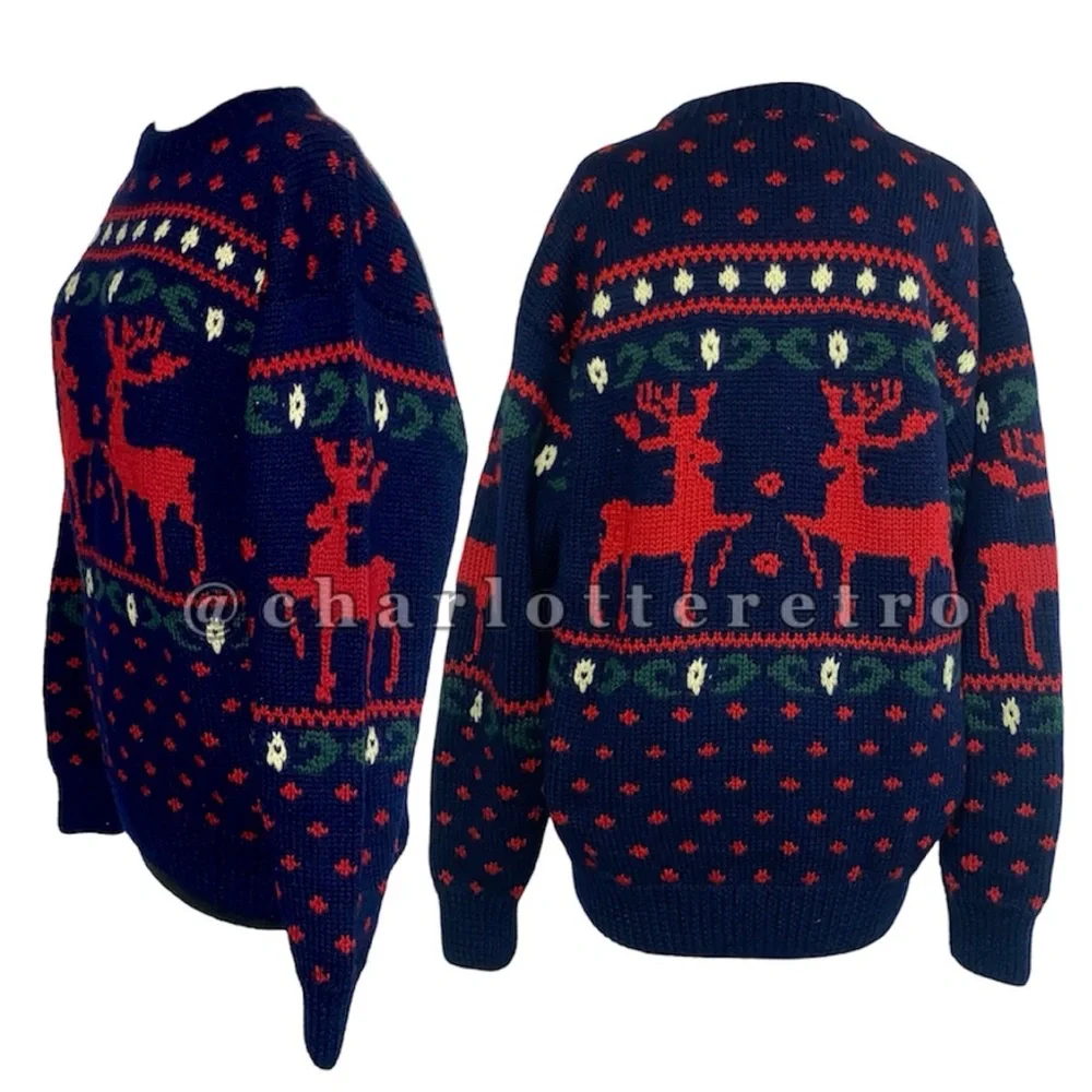 90s vtg GOKEYS Reindeer Sweater